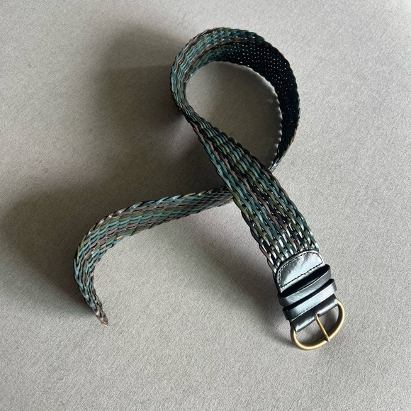 LEATHER BELT- Multi-colour leather braided belt - Picture 2 of 5